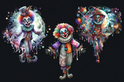 Watercolor Halloween Creepy Clown. PNG sublimation Product Image 2