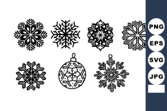 Black and white snowflake and Christmas ornament vector icon Product Image 1