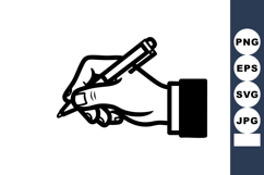 Hand holding pencil writing sketch black and white vector il Product Image 1