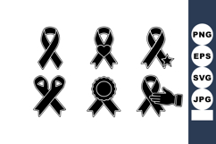 Awareness ribbons with heart hand star and award symbols vec Product Image 1