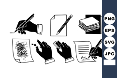 Hand Drawing Writing Erasing and Paper Office Work Vector Il Product Image 1