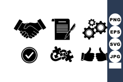 Business agreement contract handshake checklist puzzle gears Product Image 1