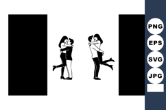 Romantic couple embracing and kissing in silhouette style ve Product Image 1