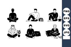 Diverse people sitting in various meditative and relaxed pos Product Image 1