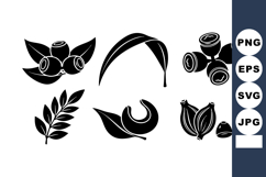 Vector collection of black silhouette coffee plant leaves an Product Image 1
