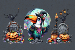 Whimsical Halloween Bird. PNG sublimation Product Image 2