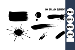 Ink splash elements vector with various black ink blot a Product Image 1