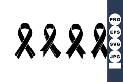 Black Awareness Ribbons Vector Illustration for Remembra Product Image 1