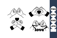 Hands making heart shapes with love symbol and pinky promise Product Image 1