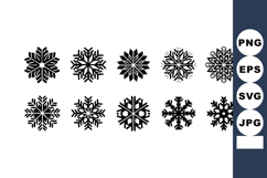 Black Snowflake Icons Vector with Diverse Snow Crystal S Product Image 1