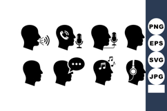 Communication and audio interaction silhouette icons vector Product Image 1