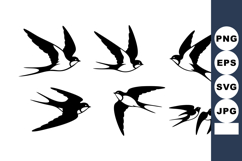 Swallows flying bird silhouettes black vector illustration i Product Image 1