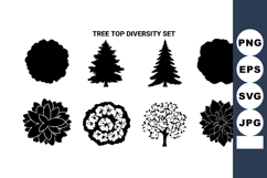 Diverse tree top silhouettes with various leaf and branc Product Image 1