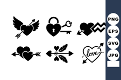 Heart and arrow love symbols collection romantic vector illu Product Image 1