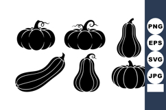 Black silhouette pumpkins and gourds vector with various Product Image 1