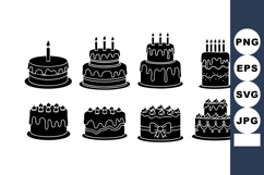 Birthday cake icons with candles and decorative frosting Product Image 1