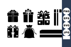 Gift boxes and gift bag icons with ribbons and stars vec Product Image 1