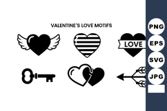 Valentine love motifs heart key arrow romantic love symbols Product Image 1