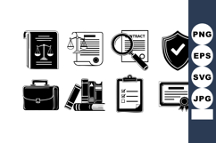 Legal and Contract Icons with Scales Shield and Document Product Image 1