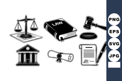 Legal Justice Symbols Law Book Gavel Scales Court Diploma Co Product Image 1