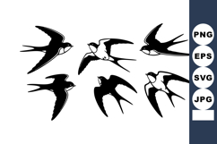 Swallows flying in silhouette style vector illustration with Product Image 1