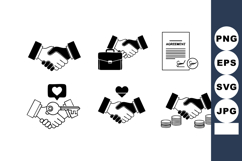 Business handshake icons with contract briefcase key money l Product Image 1