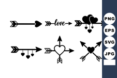 Heart arrows love romance symbols vector set for romantic de Product Image 1