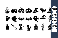 Halloween icons collection with pumpkins ghosts bats witches Product Image 1