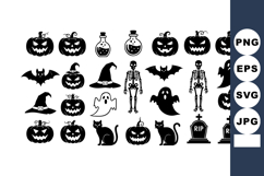 Halloween pumpkins ghosts skeletons bats witches hats black Product Image 1