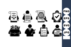 Legal and business professional icons set with documents bri Product Image 1