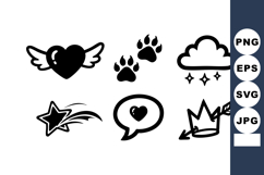 Heart wings paw prints cloud sparkle star crown arrow love s Product Image 1