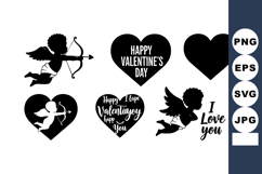 Cupid and Heart Silhouettes for Valentines Day Romantic Love Product Image 1