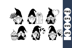 Cute Scandinavian gnomes with gifts and sweets vector illust Product Image 1