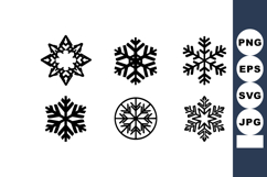 Various black snowflake vector icons winter season decoratio Product Image 1