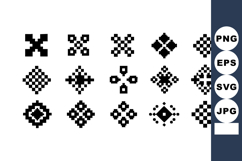 Black and white geometric pixel art icons in various decorat Product Image 1