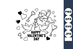 Valentine’s Day Cupid Dove Hearts Key Romantic Love Symbols Product Image 1