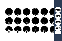 Tree Silhouettes Collection Black Vector for Design and Product Image 1