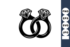 Two black diamond engagement rings vector illustration weddi Product Image 1