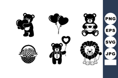 Cute teddy bears with hearts and flowers vector collection f Product Image 1