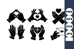 Hands forming hearts and holding gifts in black silhouette v Product Image 1