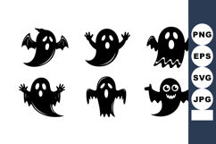 Spooky ghost silhouettes halloween themed vector with di Product Image 1