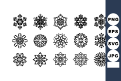 Black and white snowflakes vector with unique symmetrica Product Image 1