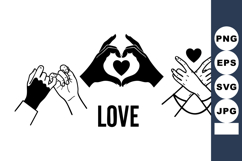 Hand Gestures Expressing Love with Heart Shapes and Pinky Pr Product Image 1
