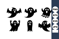 Spooky ghost silhouettes with various expressions and wing s Product Image 1