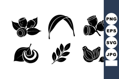 Black silhouette vector of various leaves and seed pods Product Image 1