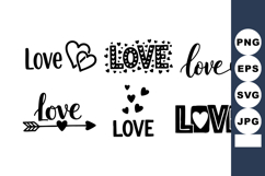 Love typography with hearts and arrow romantic valentine Product Image 1