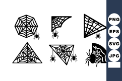 Spider web icons with spiders in various shapes and corner d Product Image 1