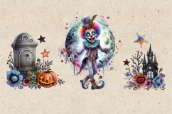 Watercolor Halloween Creepy Clown. PNG sublimation Product Image 2