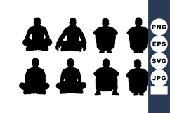 Silhouette vector of seated and squatting people in various Product Image 1