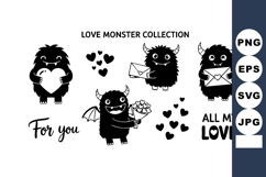 Love monster collection with hearts and envelopes for romant Product Image 1